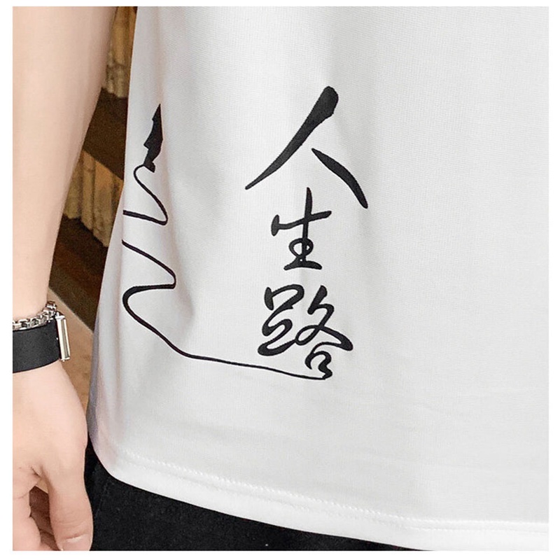 Áo Thun Ngắn Tay Cổ Tròn Dáng Rộng In Họa Tiết Cá Tính Cho Nam