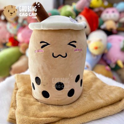 Gấu Bông Trà Sữa - Gối ôm Trà Sữa Happy Hàng Cao Cấp Mềm Mịn - Thú Bông ôm vải 4 chiều Hàn Quốc