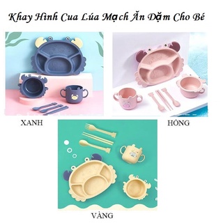 Khay cua ăn dặm lúa mạch set 6 món cho bé ăn dặm chất liệu cao cấp