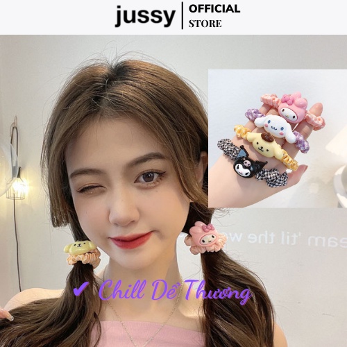 Dây Buộc Tóc Scrunchies Sọc Caro icon Hoạt Hình Dây Cột Tóc Jussy Fashion Thiết Kế Đơn Giản Dễ Thương [1 SỢI]