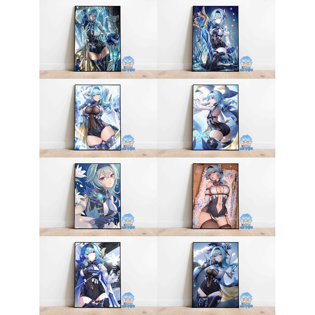 Tranh poster A3 giấy chất lượng cao Eula  (8) Game Genshin Impact - 2D Tộc Shop
