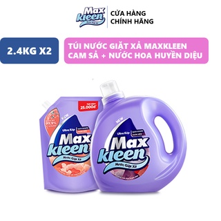 Combo Chai Nước Giặt Xả Maxkleen 2,4kg Hương Huyền Diệu + Túi Nước Giặt Xả MaxKleen Hương Cam Sả 2,4kg