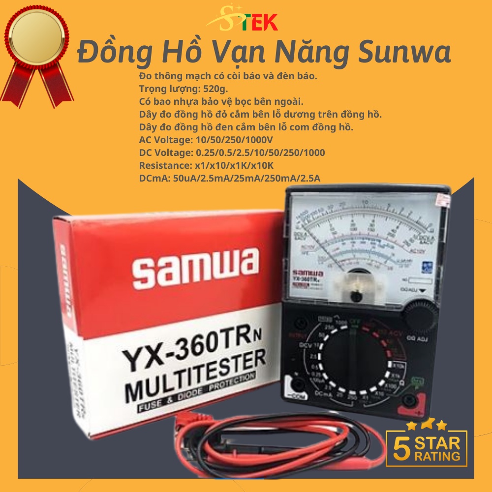 Đồng Hồ Vạn Năng SANWA Đo Thông Mạch Có Còi Báo Và Đèn Báo Đo Điện Trở Đo Điện Áp DC Đo Điện Áp AC Và Đo Dòng Điện