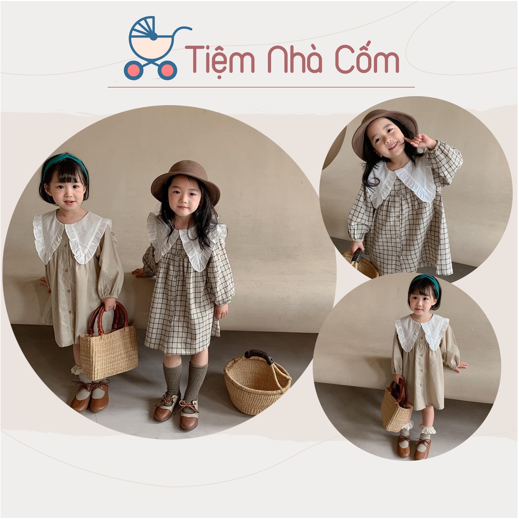 Váy liền thân vintage cho bé gái