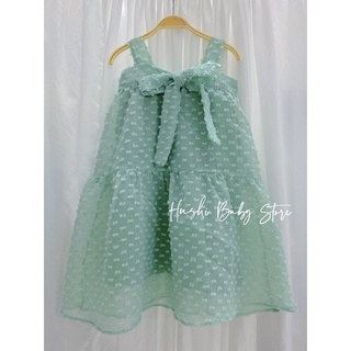 Váy maxi tiểu thư mochi dress màu xanh ngọc cho bé gái 3-8t
