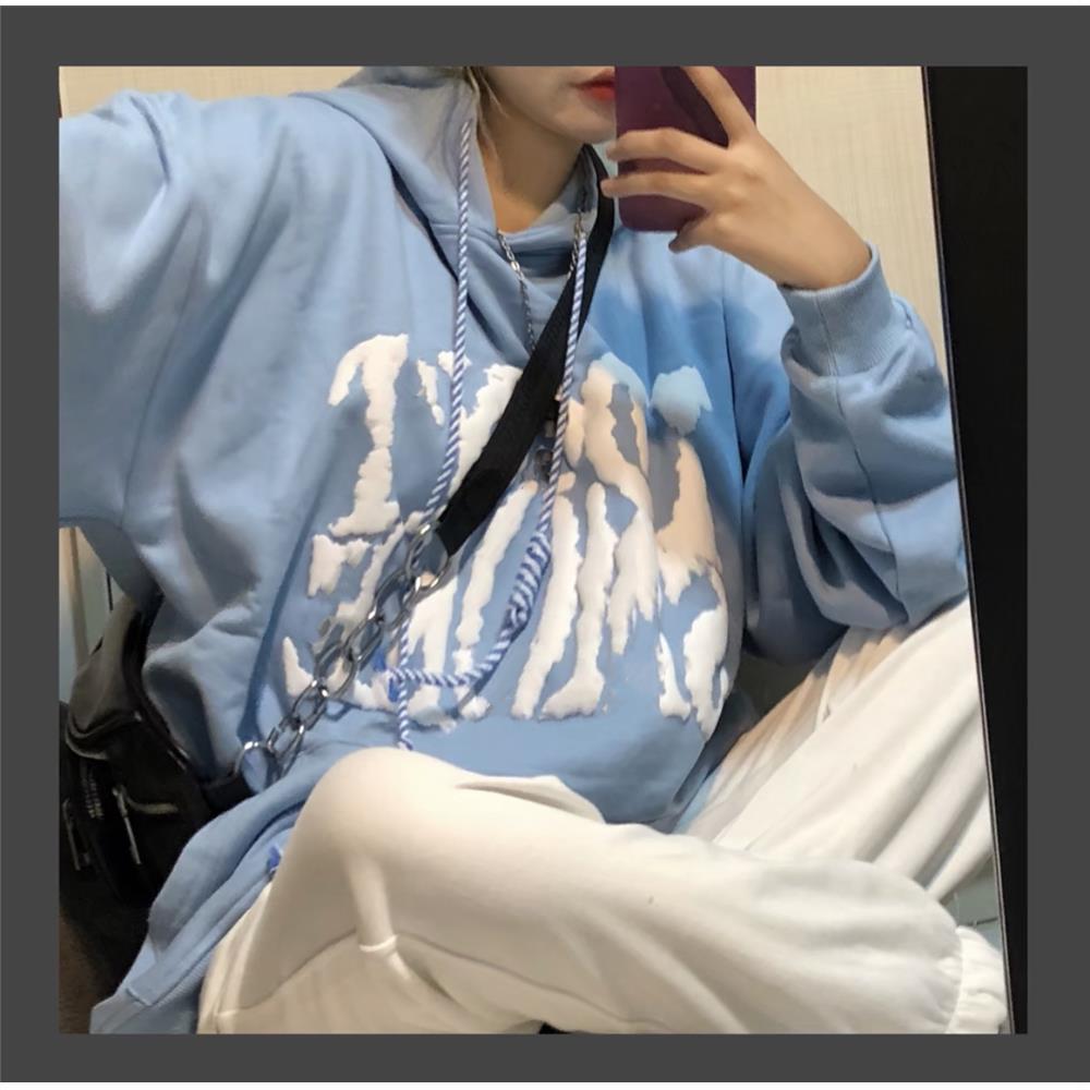 Áo Hoodie Form Rộng In Chữ Phong Cách Hàn Quốc Cho Nữ