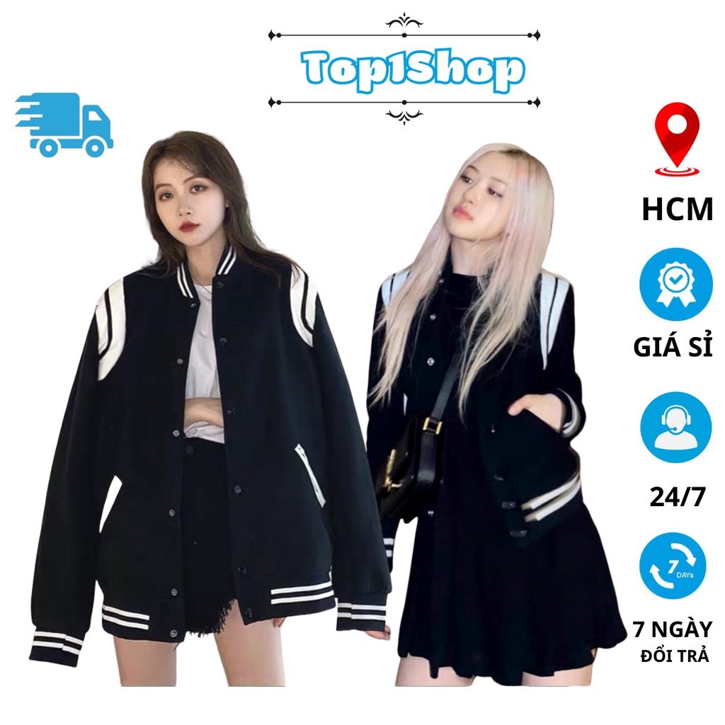 Áo Khoác Nam  FREESHIP  Áo Bomber Nỉ 2 sọc vai nút bấm cao cấp phong cách Trẻ Trung Năng Động Top1Shop