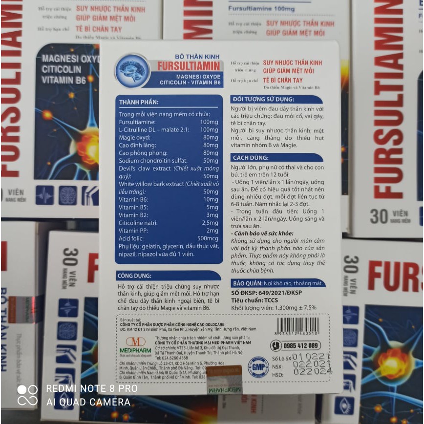 Viên uống bổ thần kinh FURSULTIAMIN hộp 30 viên