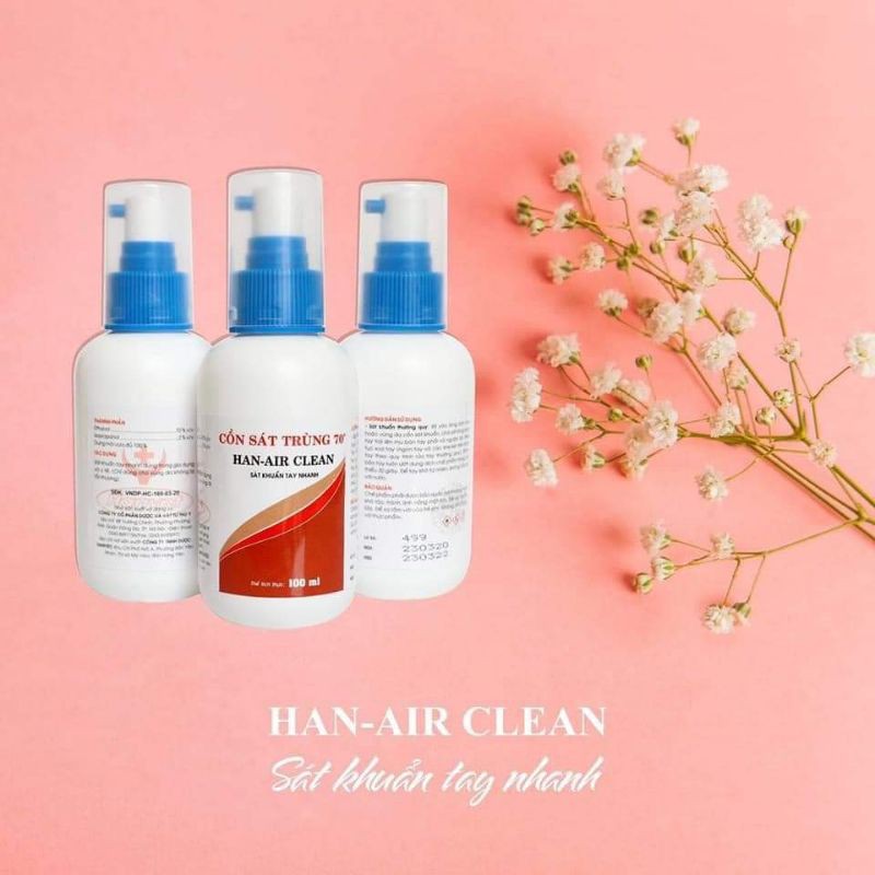 1 lọ nước rửa tay 70 độ hanairclean 100ml