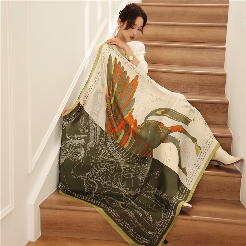 Khăn Choàng Vuông 110x110cm (43inch) WJ1014-127 Bằng Lụa Cho Nữ
