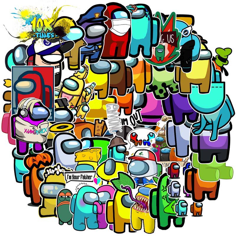 set 50 sticker game mario, among us, minikraft dán máy tính, điện thoại,lap top, sticker dán mũ bảo hiểm, valy