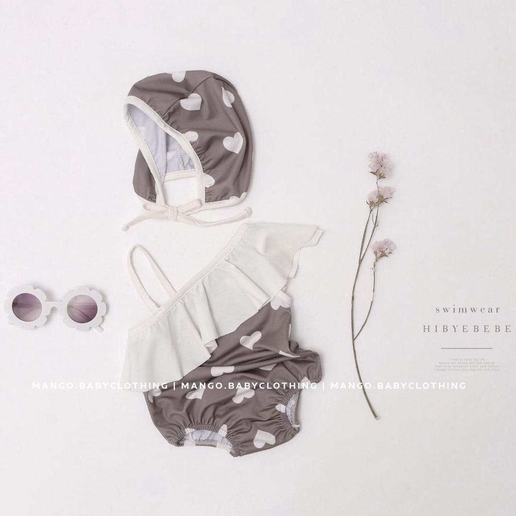 Đồ bơi bé gái với điển nhấn bèo nhún đáng yêu Peach Unbal - Hibyebebe