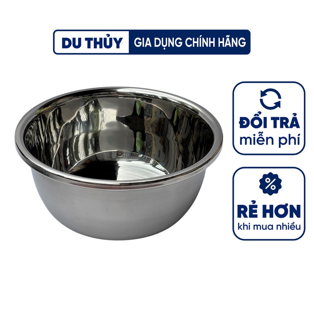 Âu inox trộn bột, đánh trứng thau trộn salad size 22, 24, 26, 28, 30 dày dặn thành cao sáng bóng bền đẹp đủ các kích cỡ