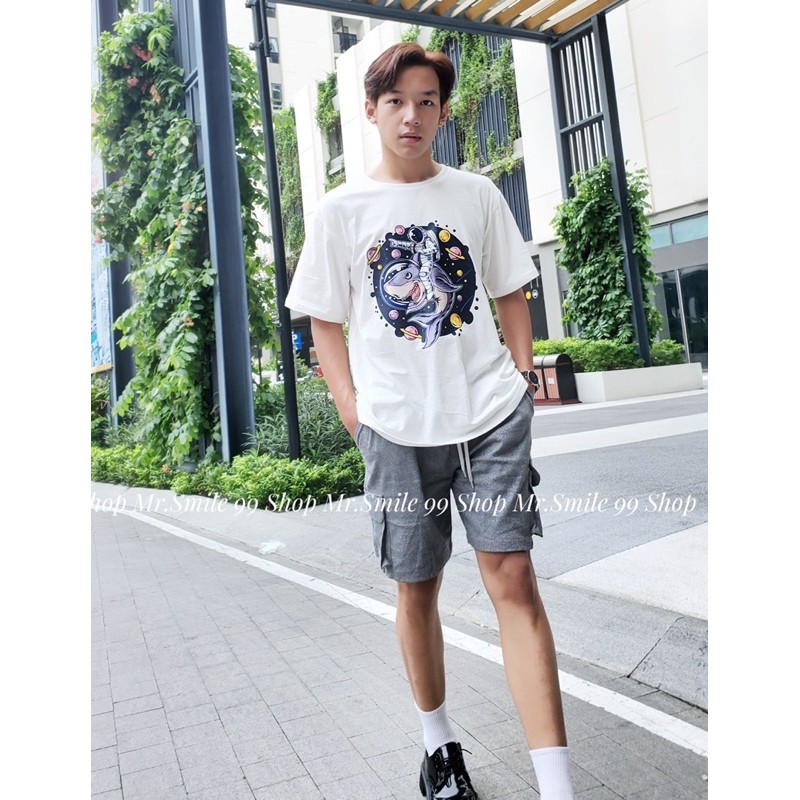 Áo Thun Tay Lỡ Form Rộng Phi Hành Gia Unisex Nam Nữ Mr Smile 99 SHOP
