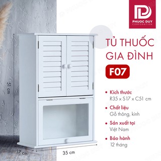 Tủ thuốc, tủ y tế gia đình treo tường bằng gỗ F07, Tủ treo đa năng nhiều kích thước - BH 12 tháng (Giao hỏa tốc HCM)