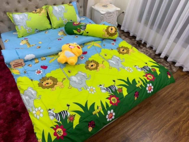 Bộ chăn ga gối 5 món chăn phao dầy dặn