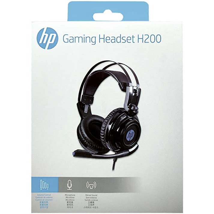 Tai nghe máy tính HP H200 màu đen có đèn led ( usb lấy nguồn đèn, đầu zac 3.5mm lấy âm thanh )