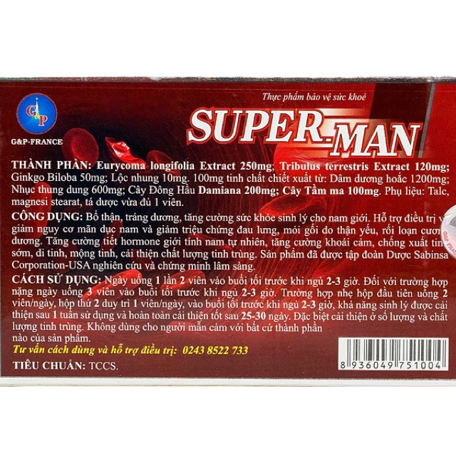 Super man bản lĩnh đàn ông hộp 10 viên