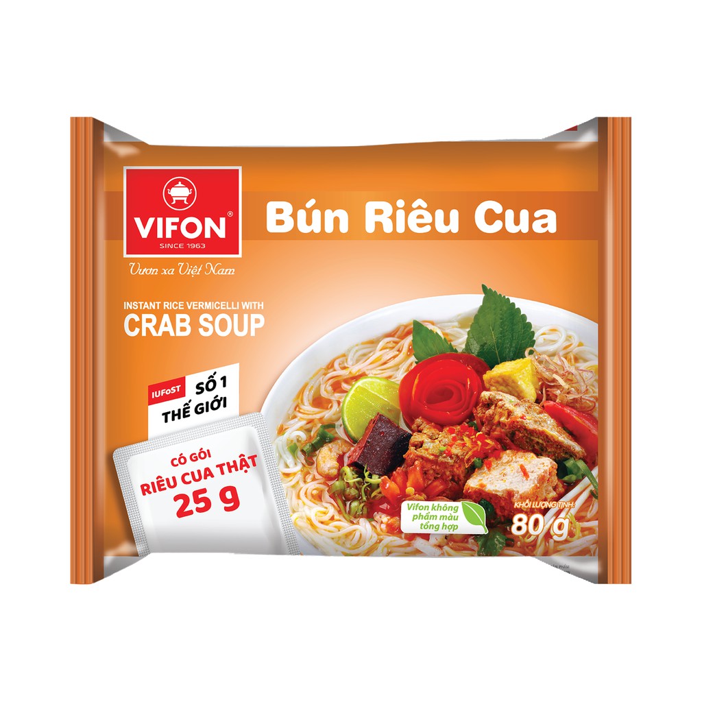 Thùng 30 Gói Bún Riêu Cua Có Túi Riêu Cua Thật VIFON 80g/gói