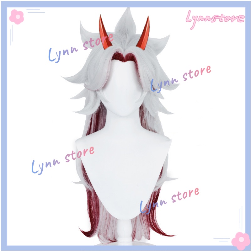 Genshin Impact Arataki Itto Cosplay Tóc giả Ox Horn Prop Phụ kiện chịu nhiệt Tóc giả Pre Styled Anime Wig
