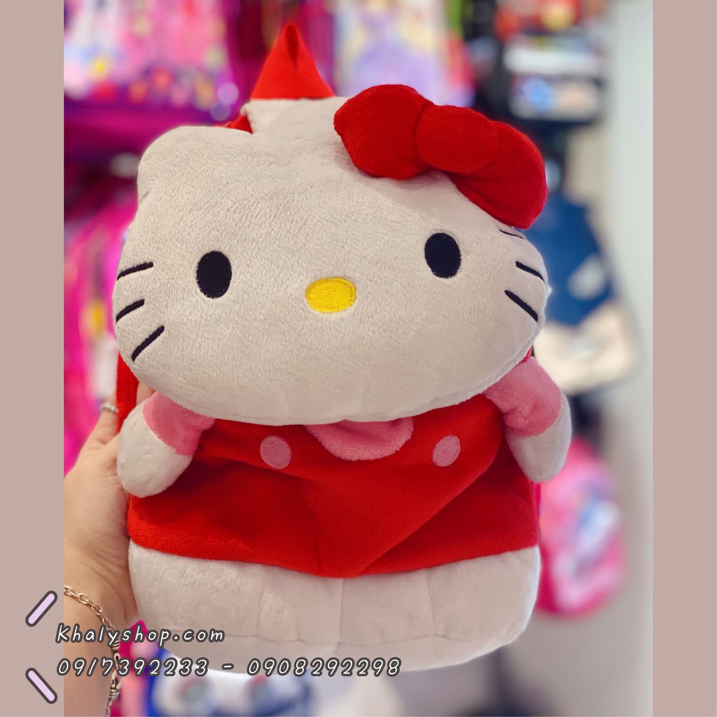 Balo vải thú trẻ em 1 ngăn hình Mèo Hello Kitty màu đỏ cho các bé - BLKTTHUDO (20x6x27cm)