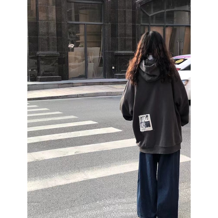 Áo khoác hoodie zip nữ dày dặn màu xám nỉ bông đẹp thời trang thu đông 2022