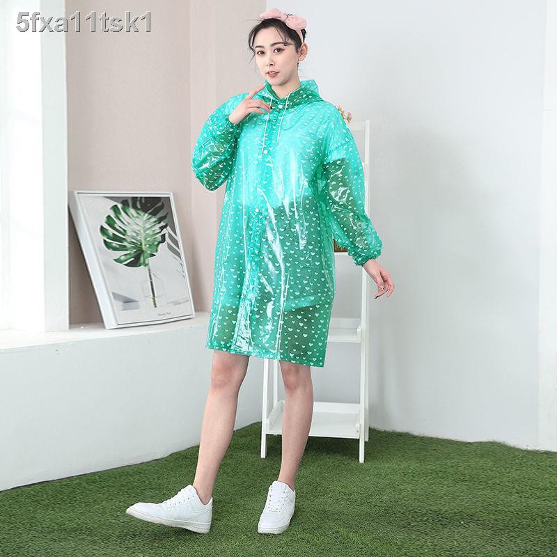 ♘Thời trang áo mưa trái đào poncho nữ sinh và người lớn dài đi chơi ngoài trời bộ