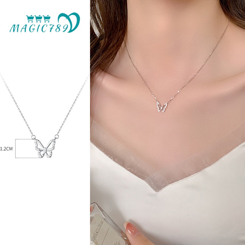 Magic789 Dây chuyền choker mặt hình bươm bướm đính đá phong cách Hàn Quốc xinh xắn thời trang dành cho nữ