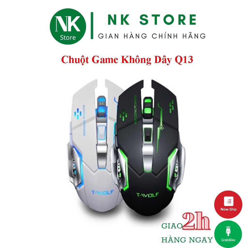 Chuột Game Không Dây Sạc Pin T- WOFT Q13| HÀNG CHÍNH HÃNG| TẶNG MIẾNG LÓT CHUỘT LOGITECH