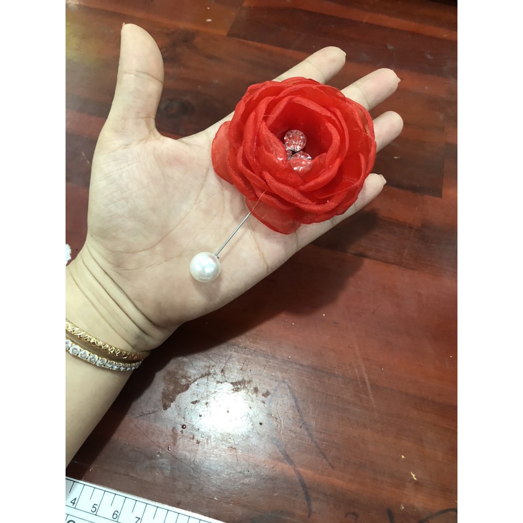 hoa cài áo hạt trai 8-9cm
