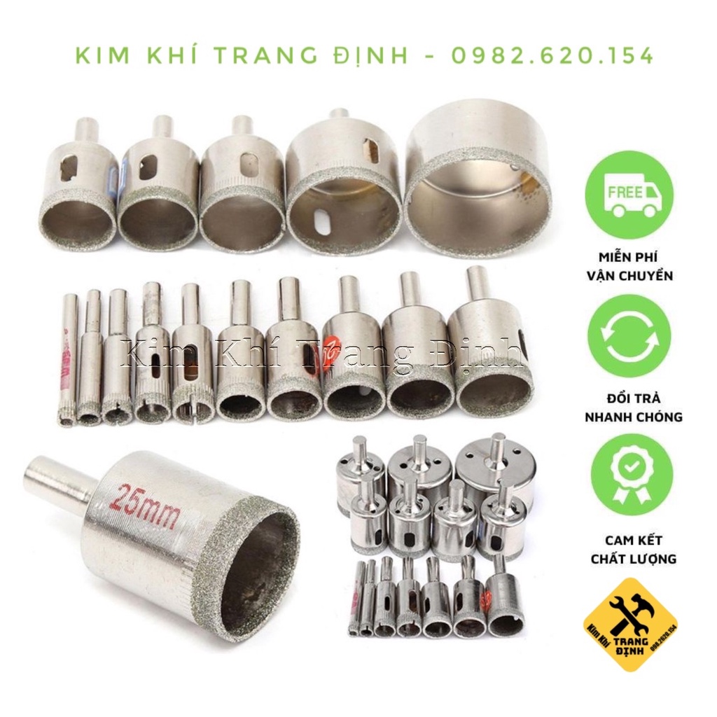 Mũi Khoan Kính Lỗ Tròn Đủ Size Từ 6mm Tới 60mm - Đầu Mũi Khoan Khoét Kiếng Sứ Đá