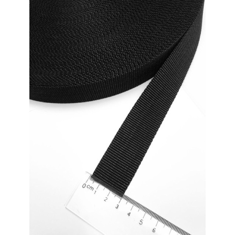 Dây quai dẹt đen, dây dù đủ size. cuộn 5/10m