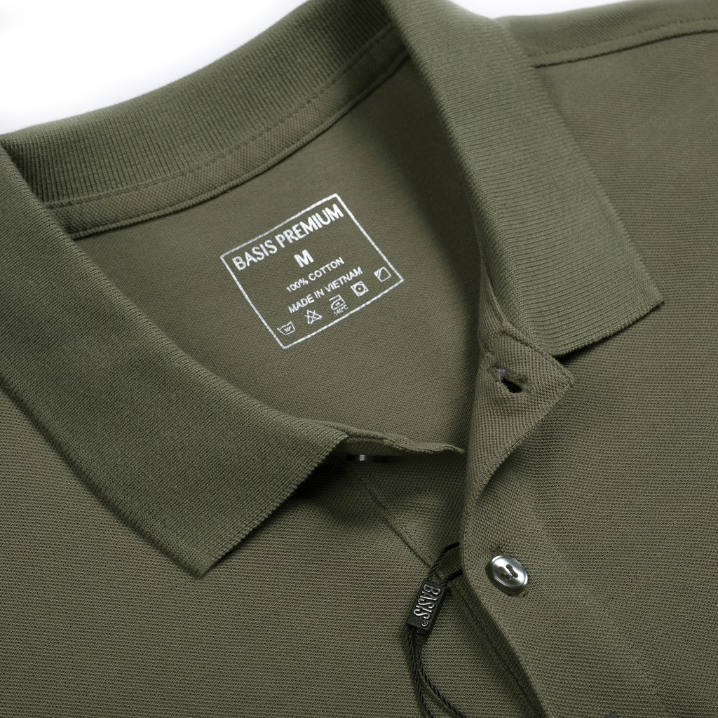Áo thun polo nam có cổ, màu nâu đất cotton thoáng mát, form regular Basis APL22 | BigBuy360 - bigbuy360.vn