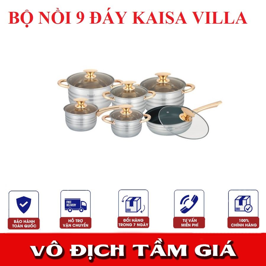 BỘ NỒI INOX VUNG KÍNH 5 ĐÁY TỪ KAISA VILLA 6 MÓN 12 CHI TIẾT THIẾT KẾ SANG TRỌNG [KV-6618]