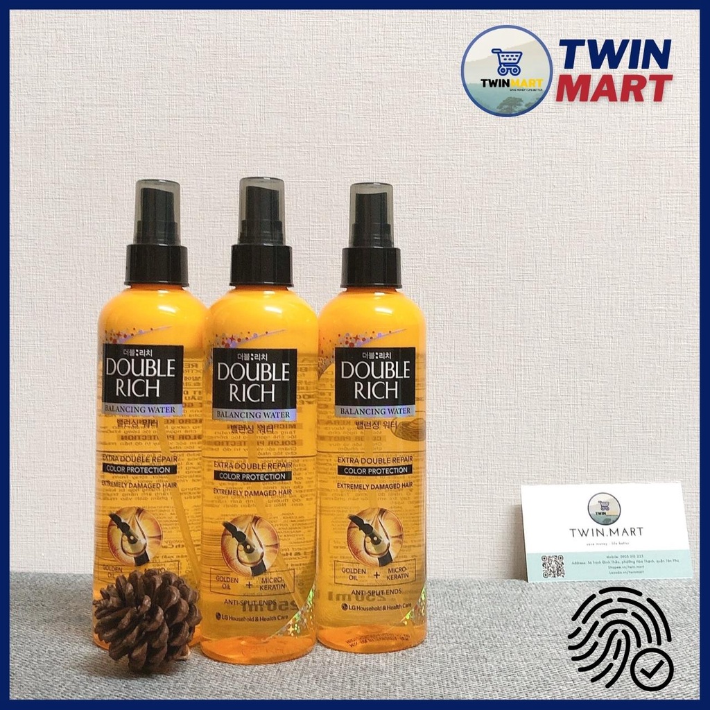 [ĐƠN 249K TẶNG SỮA TẮM 36K]COMBO 2 CHAI Nước Dưỡng Tóc Double Rich Óng Mượt Cho Tóc Nhuộm 250ml - Balancing Water Extra