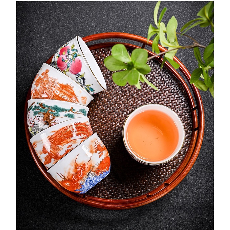 Chén Sứ Cảnh Đức Vẽ Tay, Sứ Trắng Thanh Khiết Thấu Quang (Chén Chủ 190 ml)
