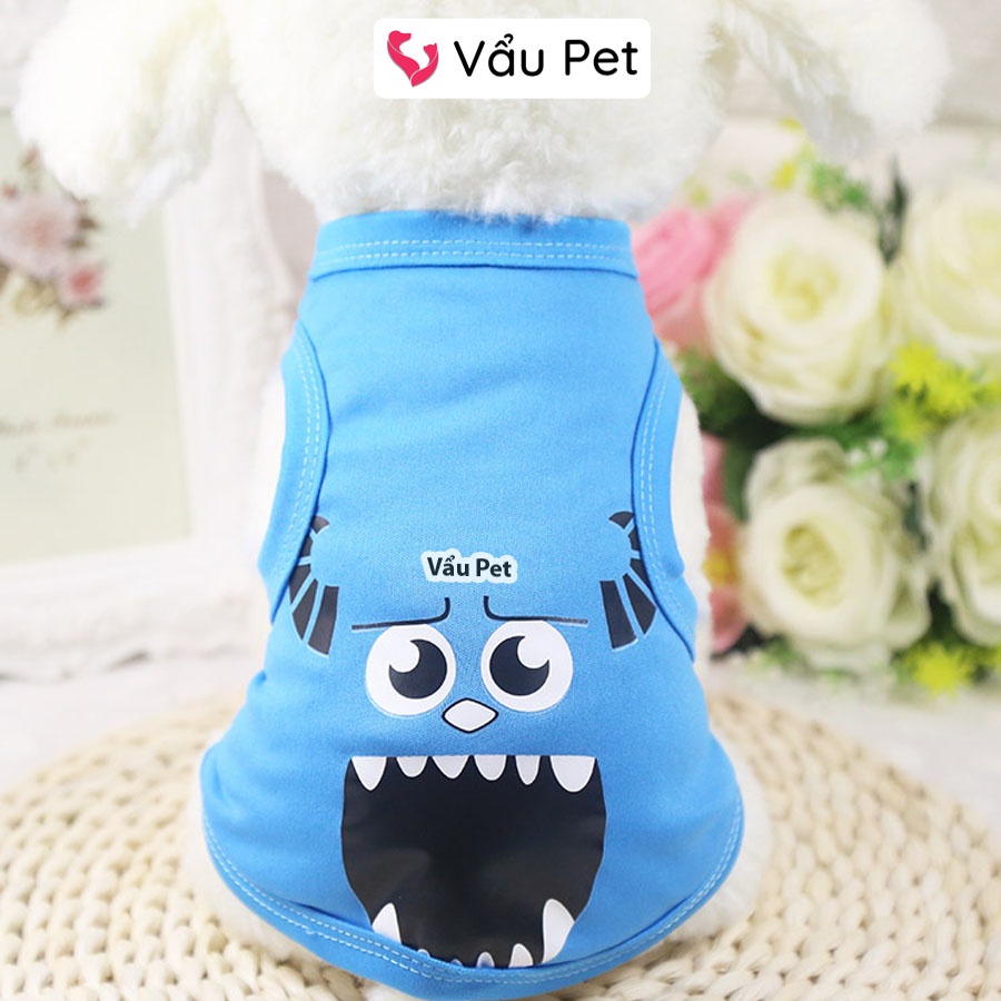 Áo Cho Chó Mèo Ba Lỗ Hoạt Hình - Quần Áo Cho Chó Poodle, Con, Lớn, Mèo, Thú Cưng Vẩu Pet Shop