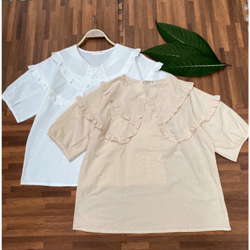áo babydoll tiểu thư viền bèo , áo sơ mi nữ kiểu A556 KACA chuyensiquanaonugiare