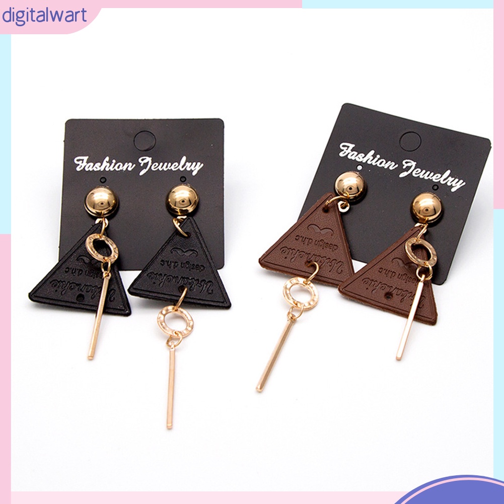 Đôi bông tai phối họa tiết da khắc chữ thời trang cho nữ