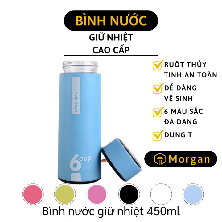 Bình Nước Giữ Nhiệt 6oup - Bình Đựng Thức Ăn Lỏng 2 Lớp 450ml, Nắp Đậy Kín Đáo 6768