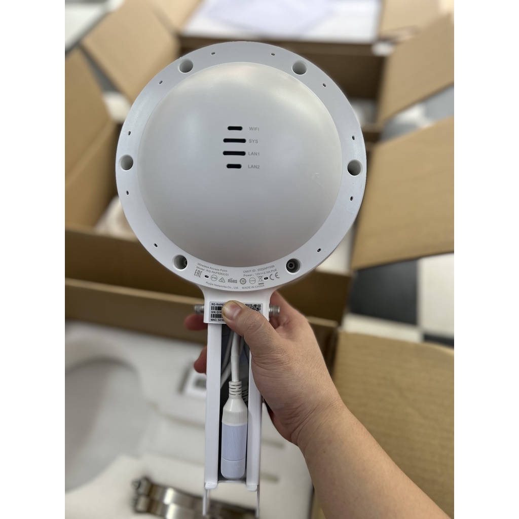 Bộ phát WiFi 6 ngoài trời, chống sét, 100 người dùng Ruijie RG-RAP6262 6262G