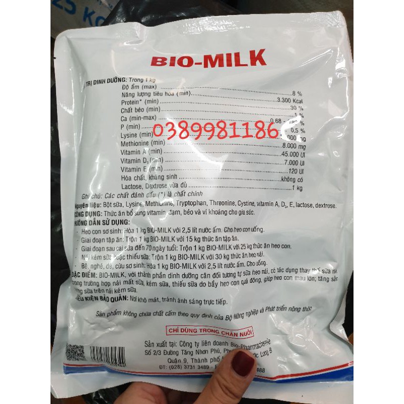 BIO Milk 1 Kg- Sữa Cao cấp chuyên dùng cho heo con và heo nái(dùng trộn mồi câu cá)