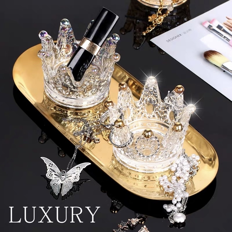 Đế Vương Miệng Thuỷ Tinh-để bông mút trang điểm/bông tai/vòng cổ/trang sức/dụng cụ trang điểm/đế nến trang trí