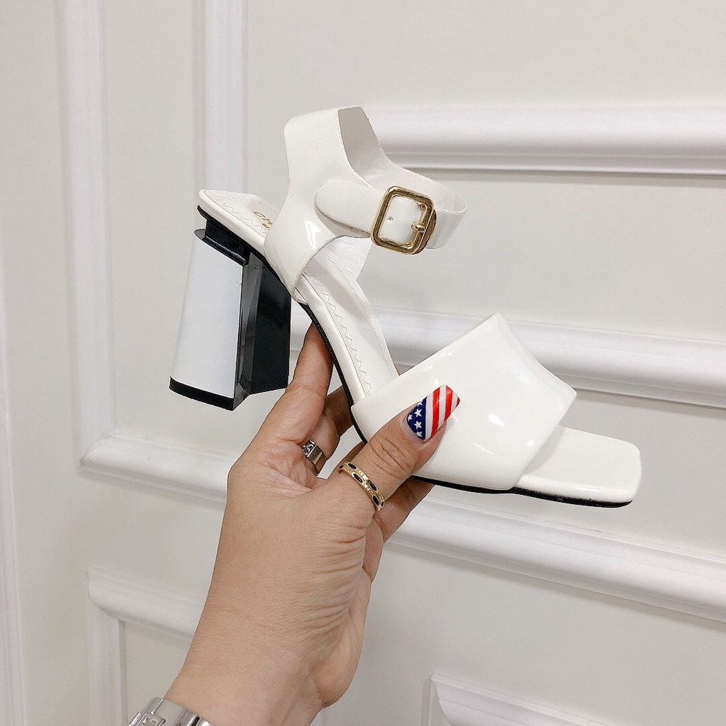 Sandal Cao Gót 9p Mũi Vuông Chất Da Mềm Đẹp Chuẩn Form Lên Chân Tôn Dáng - Chị Chảnh Store