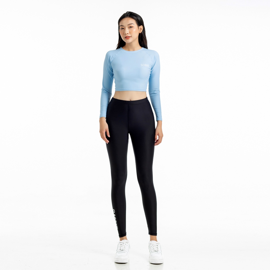 Áo Bơi Nữ Tay Dài Croptop - Basic Blue Sobie