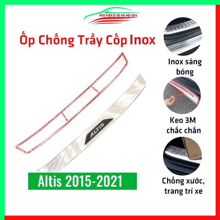 Ốp chống trầy cốp ngoài Altis 2015-2021 Inox sáng bóng