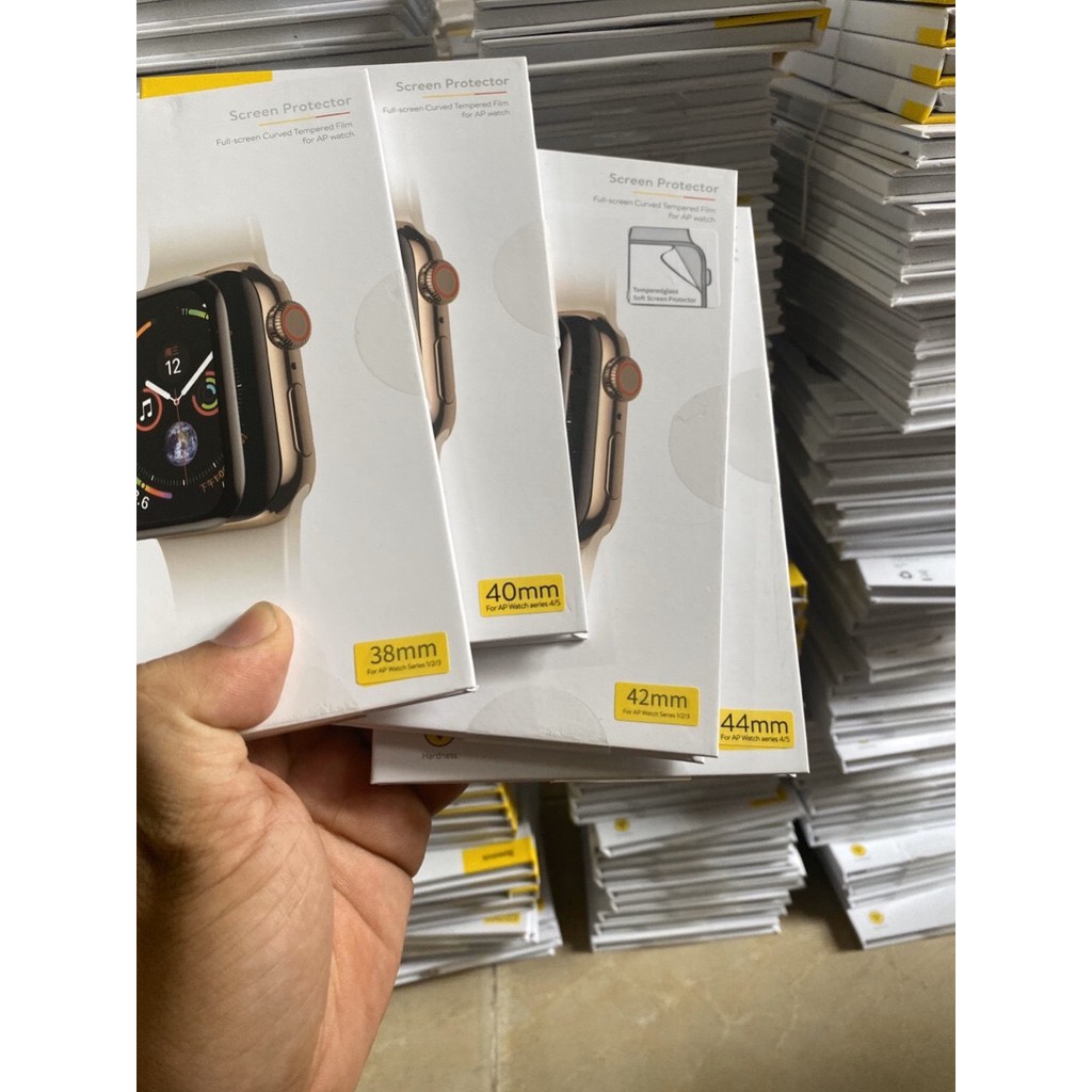 Kính cường lực dẻo Full viền 5 lớp chống trầy cho Apple Watch Baseus Full-Screen 3D Curved Series 1/2/3/4/5