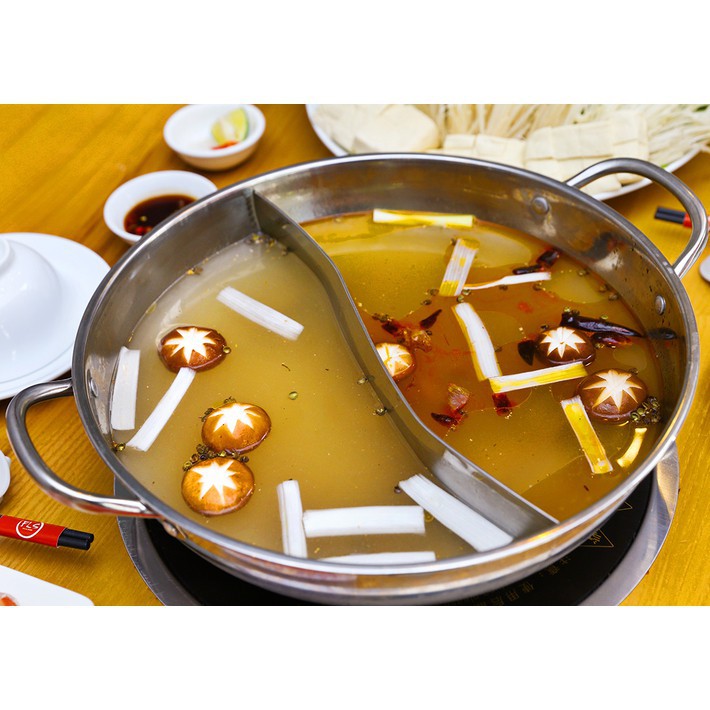 NỒI LẨU INOX 2 NGĂN VUNG KÍNH [HÀNG ĐẸP]