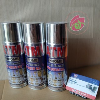 Combo 2 lon Sơn xịt ATM mạ Crom 270g , TRÁNG GƯƠNG , MẠ INOX - inox sáng bóng , inox Mirror chrome