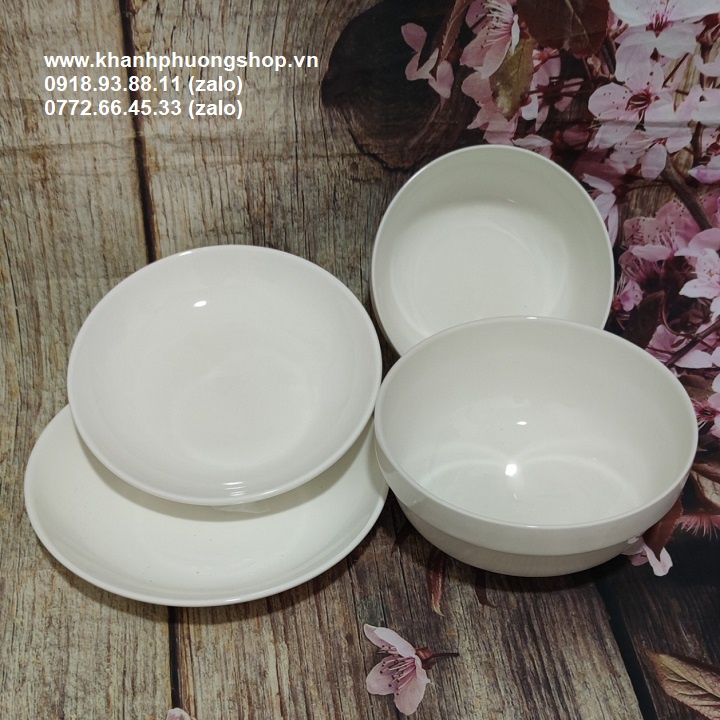Bộ bàn ăn sứ trắng cao cấp  - bộ bàn ăn sứ trắng